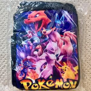 Pokémon Zipper Lunch Bag Box Soft New Pikachu Mewtoo Black Portable Insulated